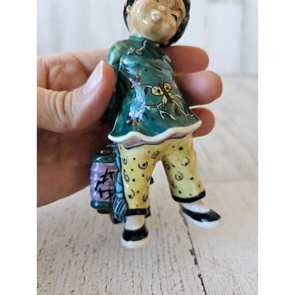 Gort little carp girl lantern Chinese green figurine vintage 1949 priolo statue - Picture 8 of 10